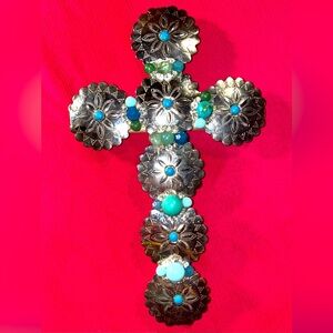 Artisanal Wood ✝️ & Repurposed Jewelry Diff. Hues of Green, Turquoise & Silver